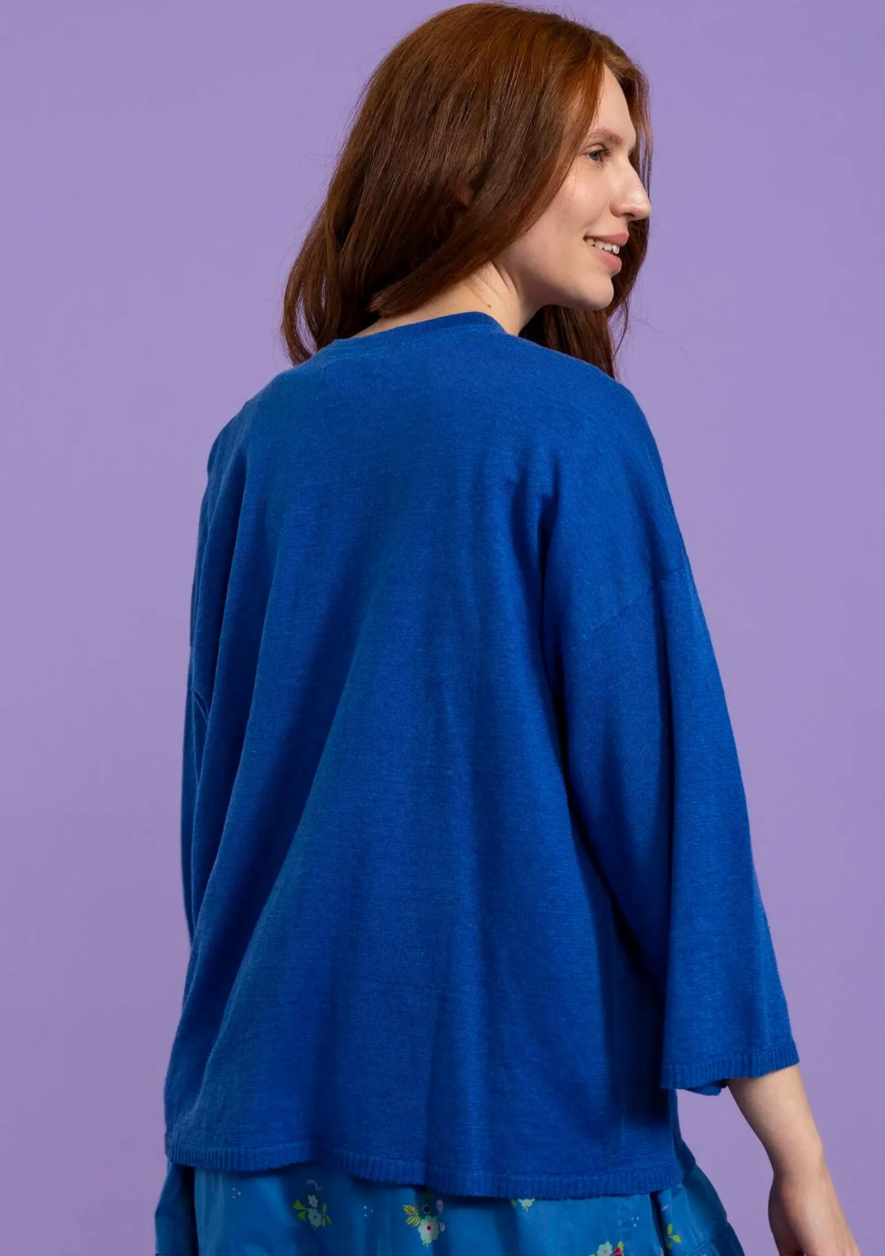 Outlet Gudrun Sjödén Strickjacke Aus Leinen saphirblau