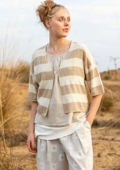 Best Gudrun Sjödén Strickjacke Aus Leinen/Recycling-Baumwolle feder-natur