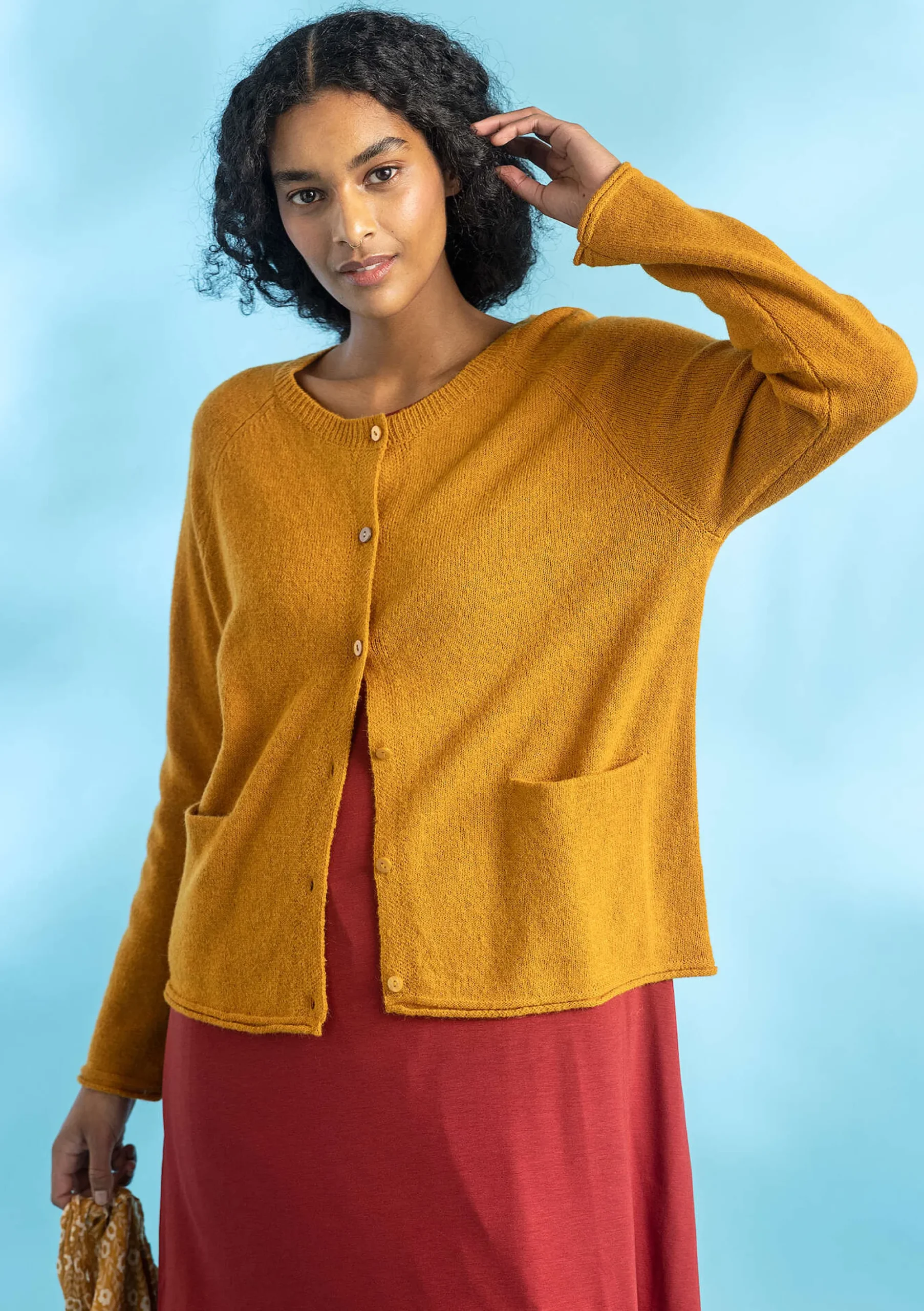 Hot Gudrun Sjödén Strickjacke Aus Wolle senf