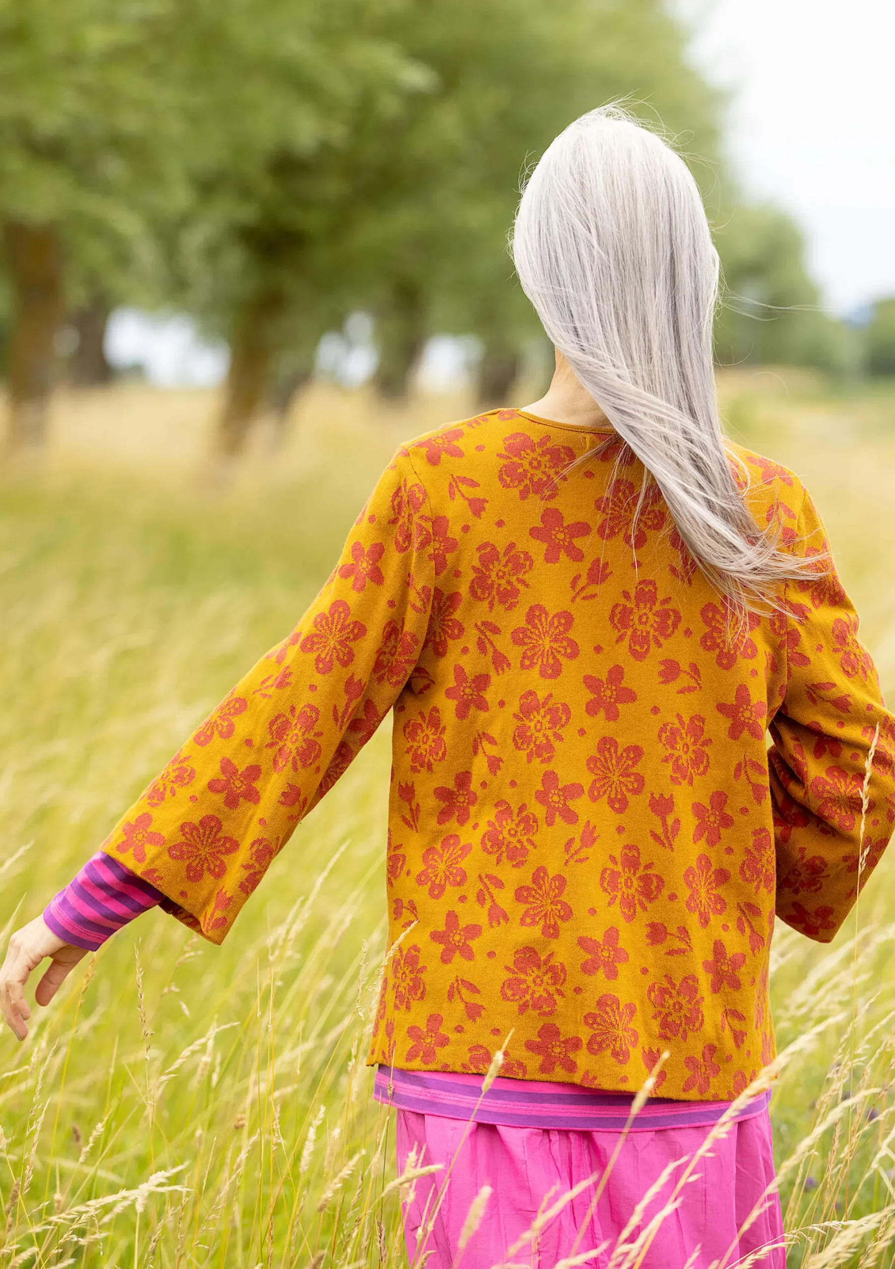 Outlet Gudrun Sjödén Strickjacke Flora-Li Aus Bio-/Recycling-Baumwolle curry