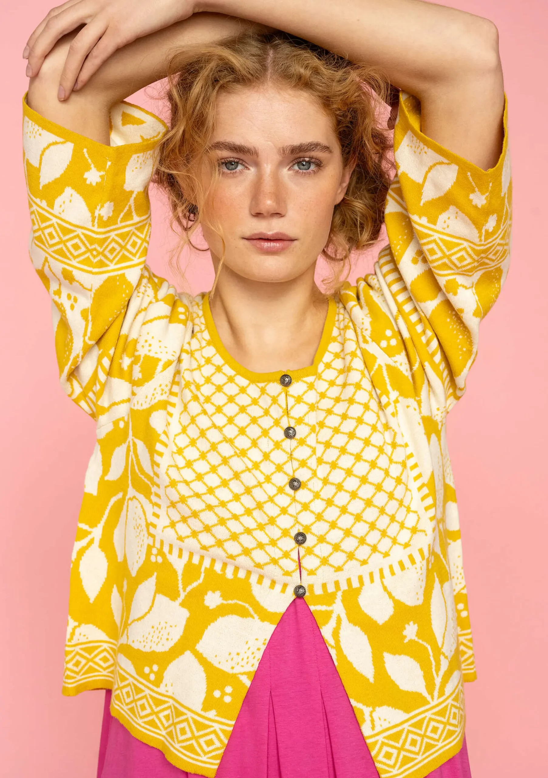 Sale Gudrun Sjödén Strickjacke Hilda Aus Bio-/Recycling-Baumwolle ananas