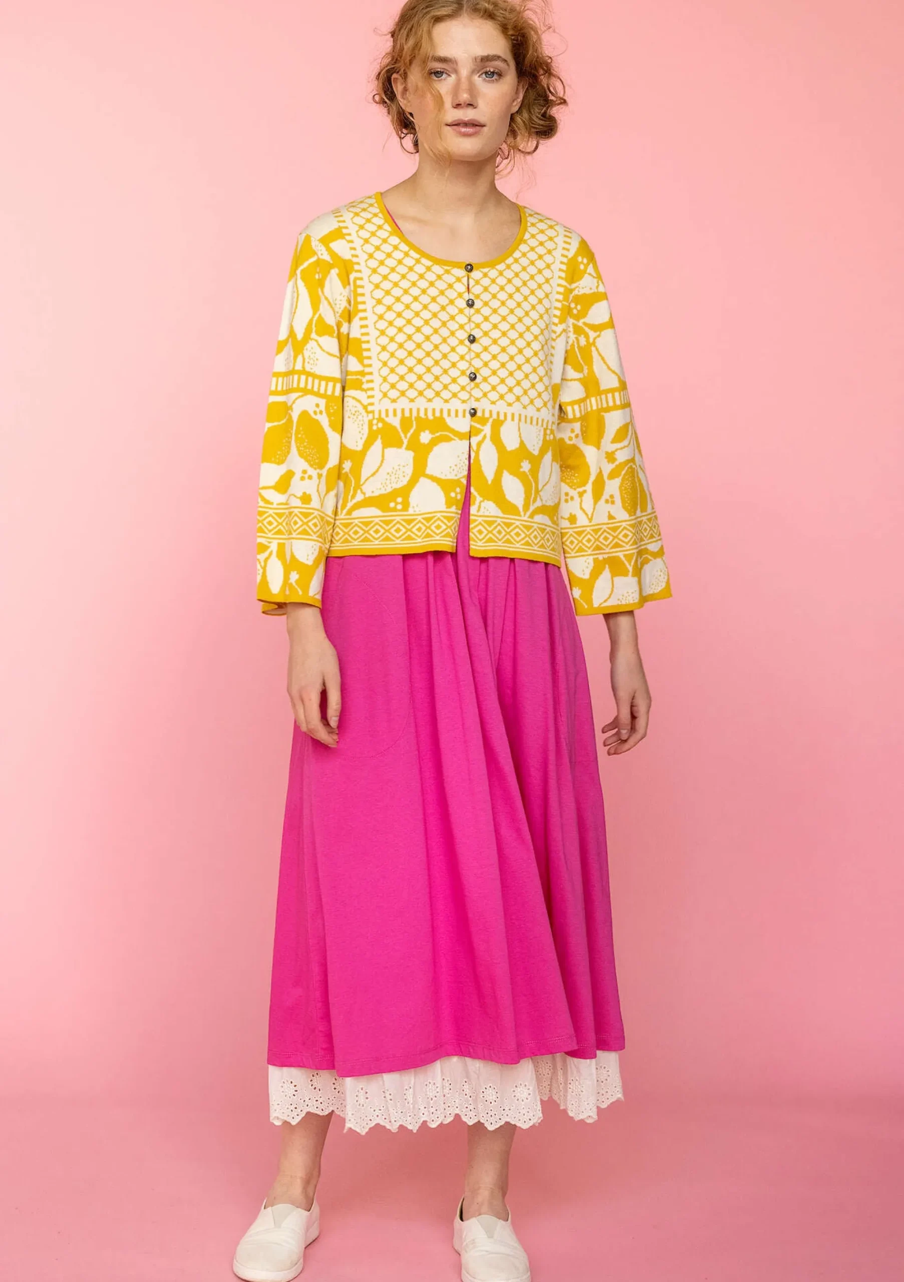 Sale Gudrun Sjödén Strickjacke Hilda Aus Bio-/Recycling-Baumwolle ananas