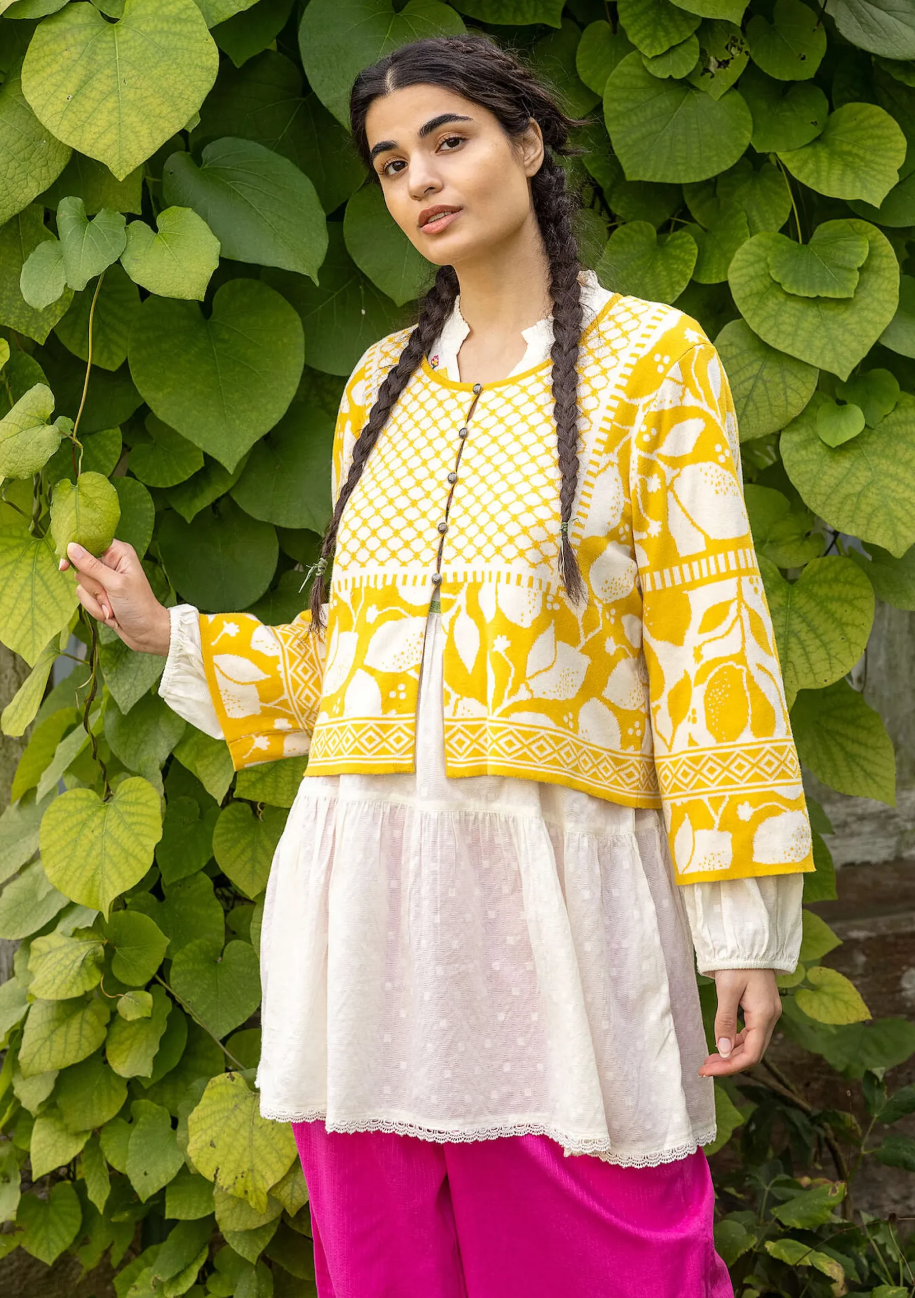 Sale Gudrun Sjödén Strickjacke Hilda Aus Bio-/Recycling-Baumwolle ananas