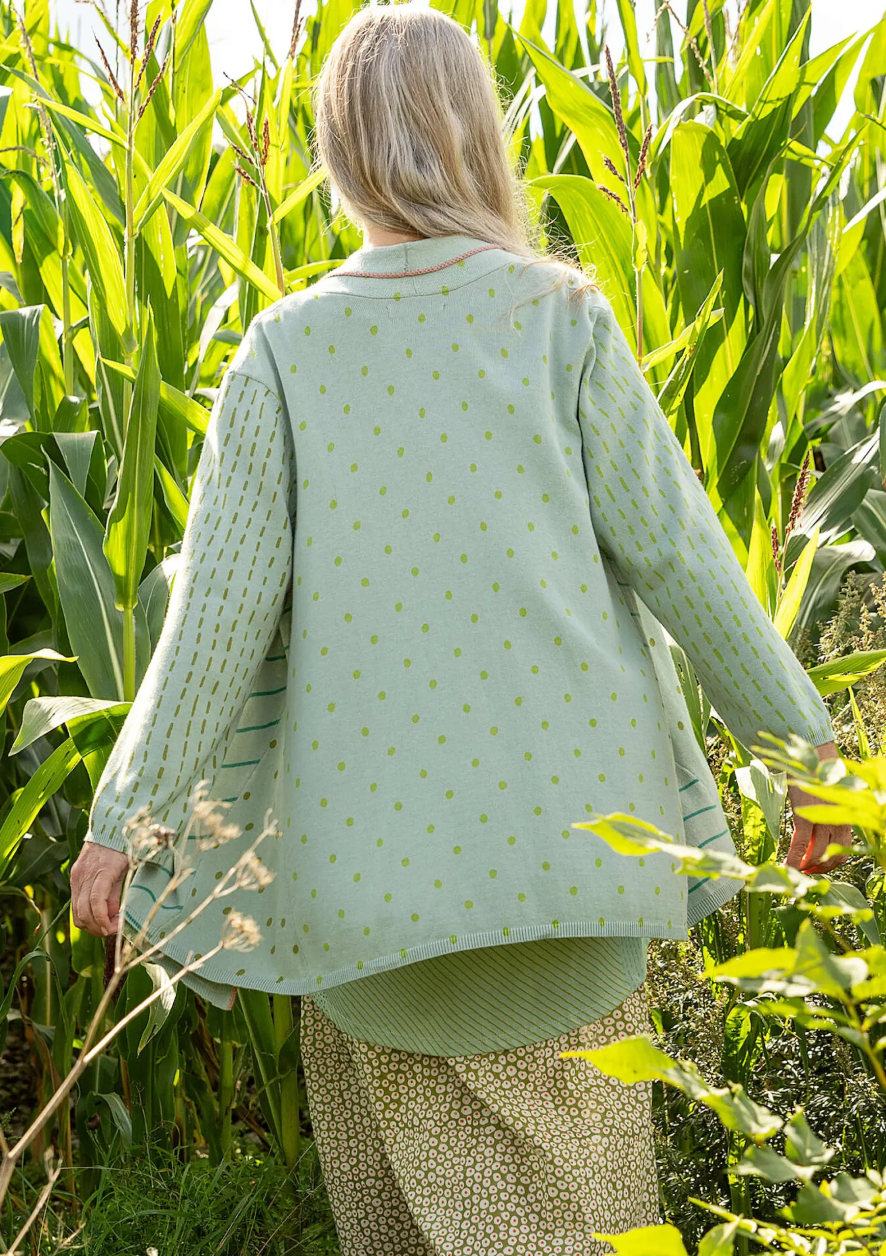Hot Gudrun Sjödén Strickjacke Sigfride Aus Bio-/Recycling-Baumwolle frostgrün