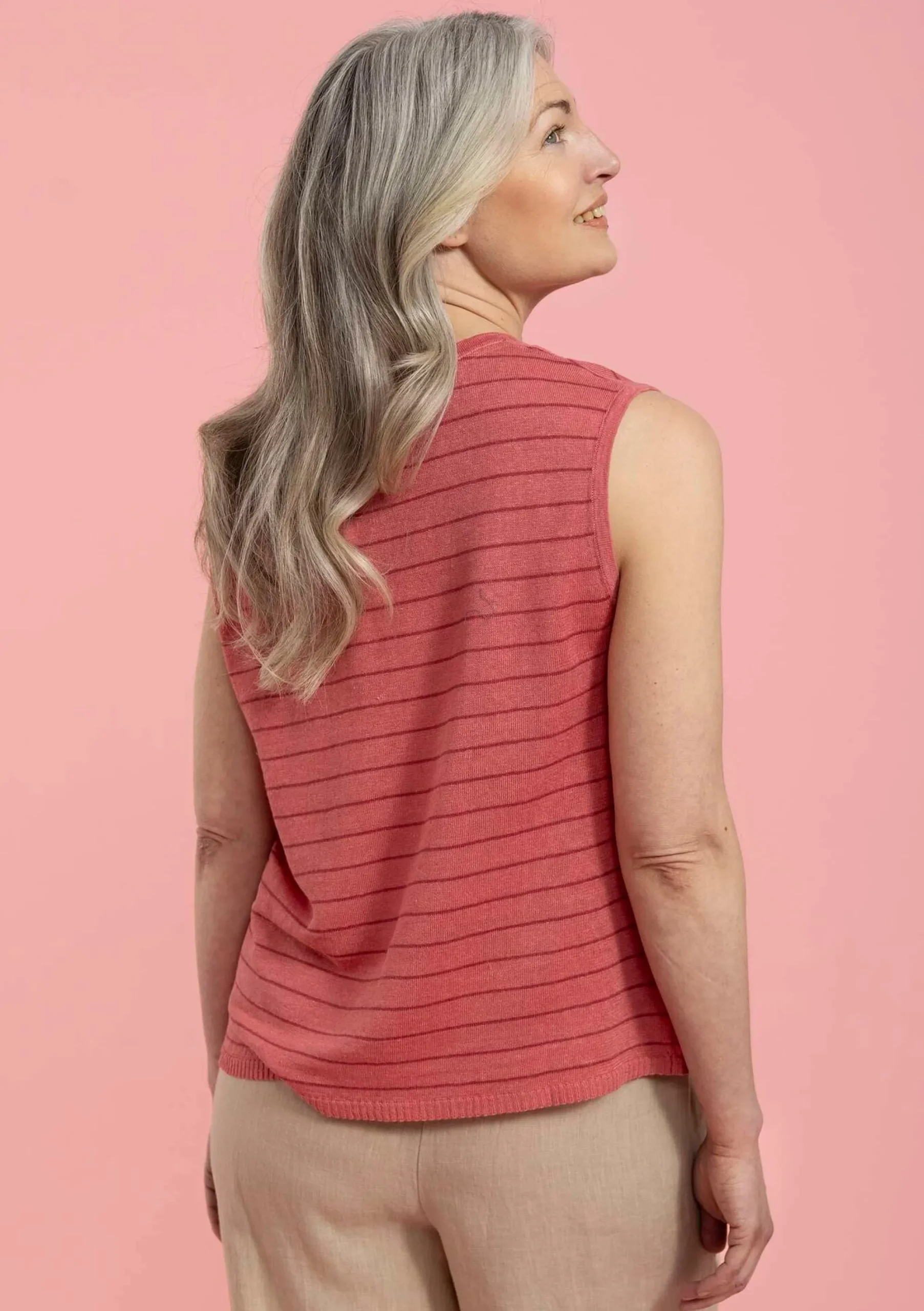 Sale Gudrun Sjödén Stricktop Aus Leinen flamingo
