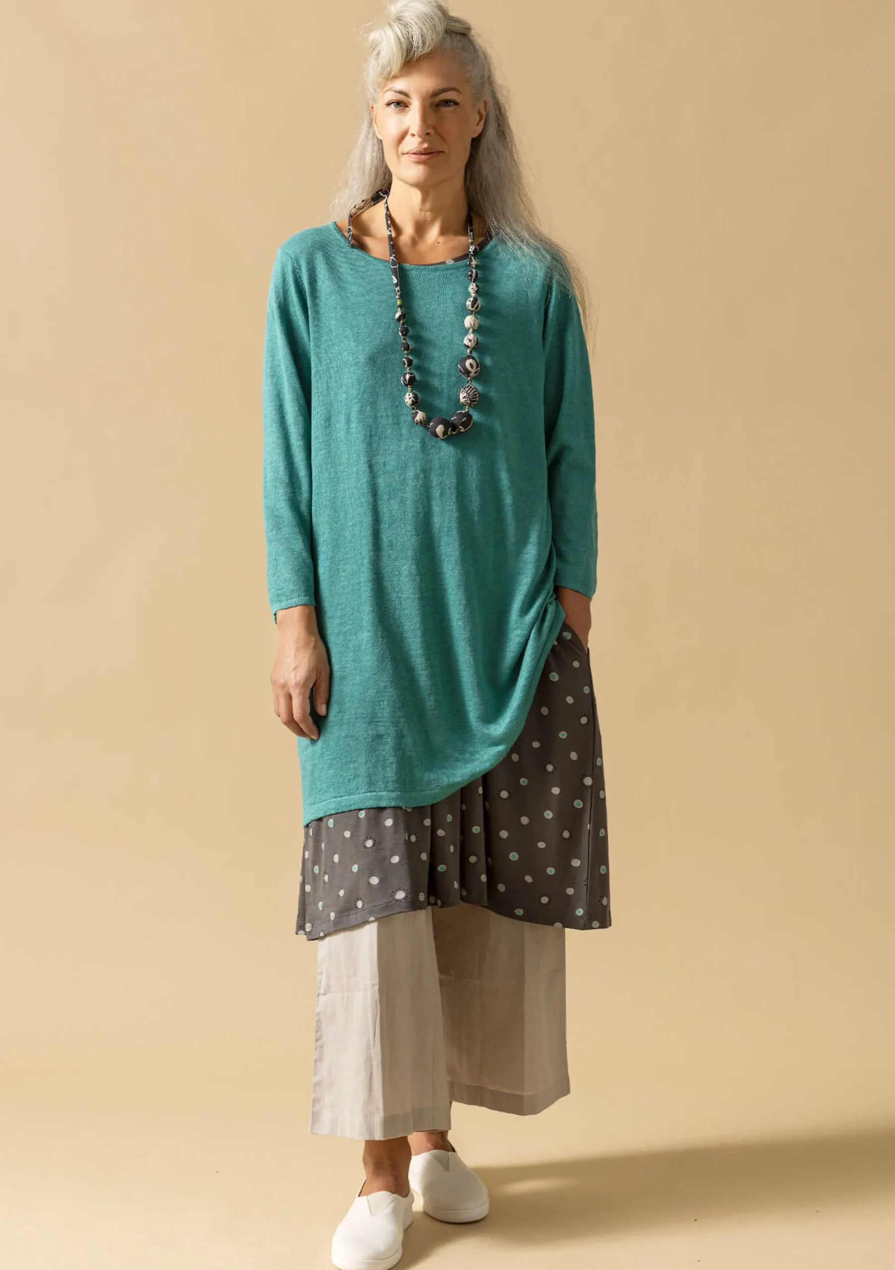 Online Gudrun Sjödén Stricktunika Aus Leinen/Recycling-Leinen aqua