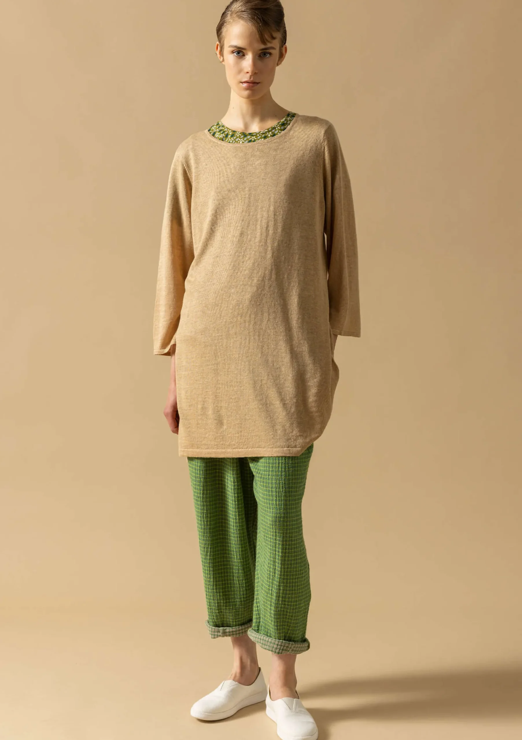 Sale Gudrun Sjödén Stricktunika Aus Leinen/Recycling-Leinen hafer