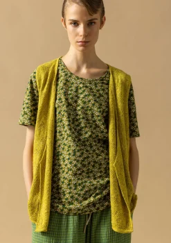 Hot Gudrun Sjödén Strickweste Aus Leinen/Recycling-Baumwolle limettengrün