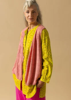 Outlet Gudrun Sjödén Strickweste Aus Leinen/Recycling-Baumwolle opalrosa