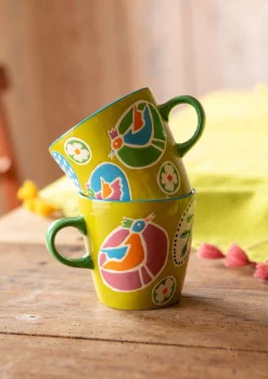 New Gudrun Sjödén Tasse Nest Aus Keramik limettengrün