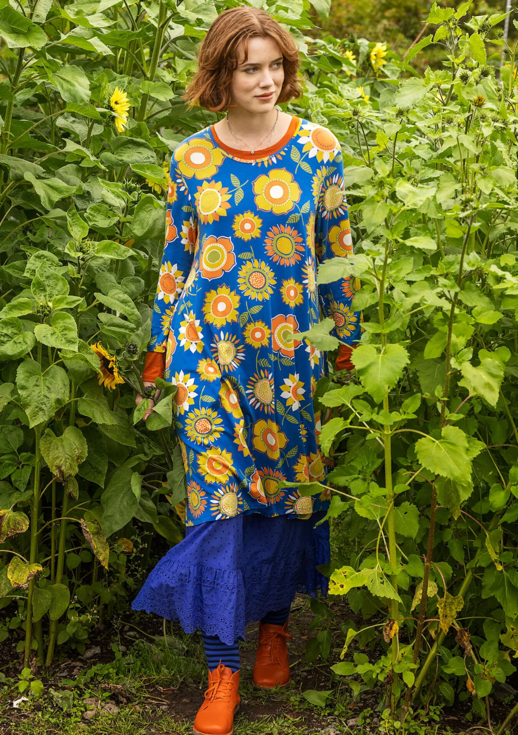 New Gudrun Sjödén Trikotkleid Sunflower Aus Lyocell/Elasthan kornblumenblau