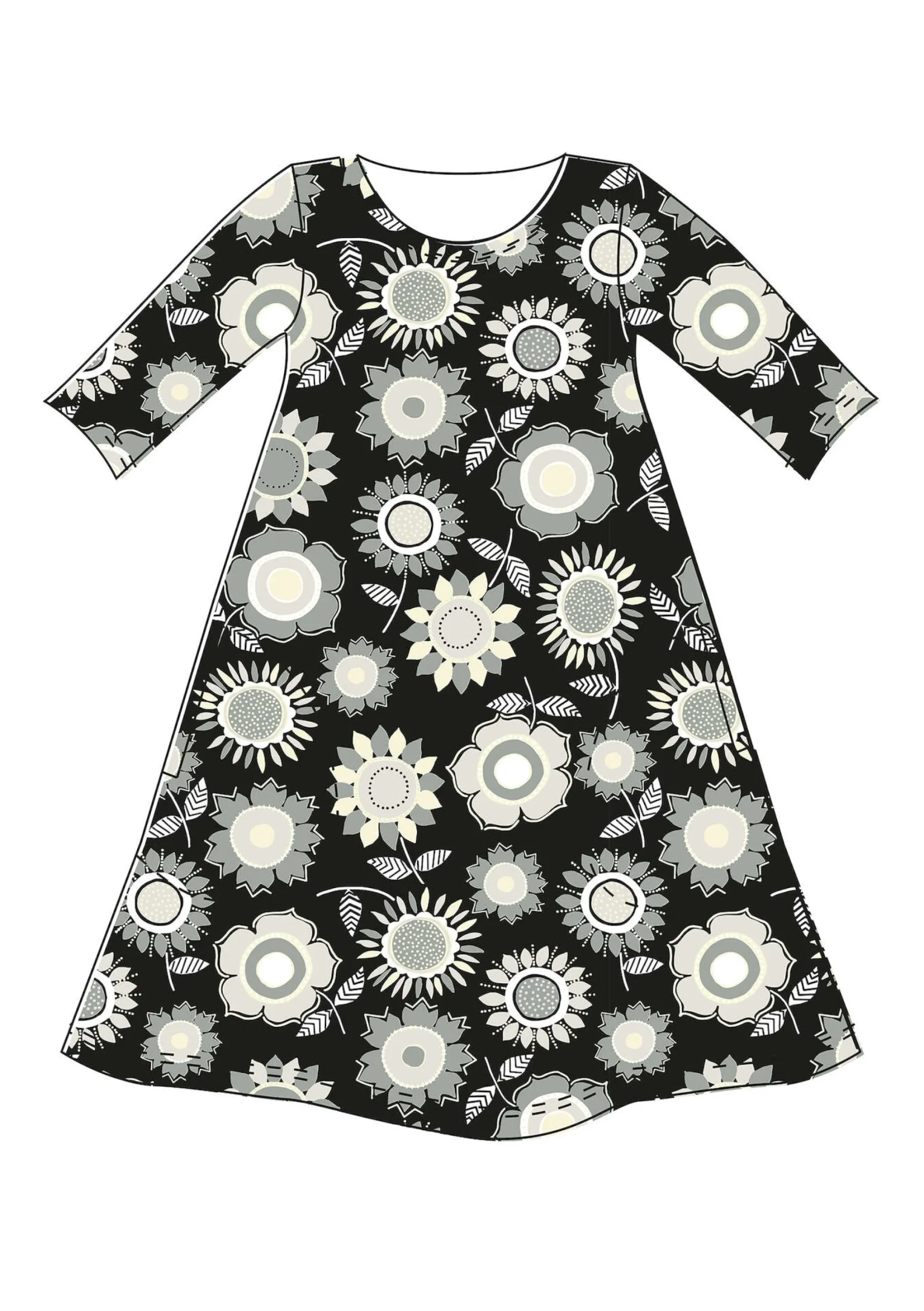 New Gudrun Sjödén Trikotkleid Sunflower Aus Lyocell/Elasthan schwarz