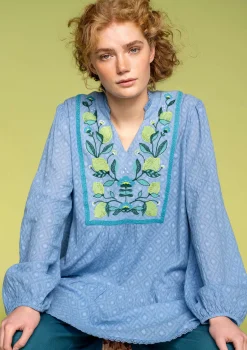 Hot Gudrun Sjödén Tunika Hilda Aus Bio-Baumwollgewebe mildes blau