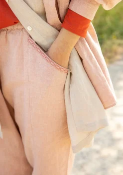 Sale Gudrun Sjödén Webhose Dunes Aus Bio-Baumwolle/Leinen dunkelrosa