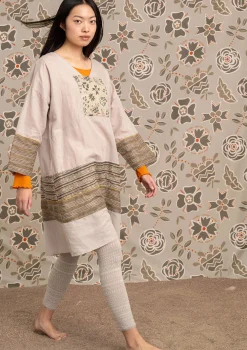 Clearance Gudrun Sjödén Webkleid Amber Aus Bio-Baumwolle/Leinen kalkstein