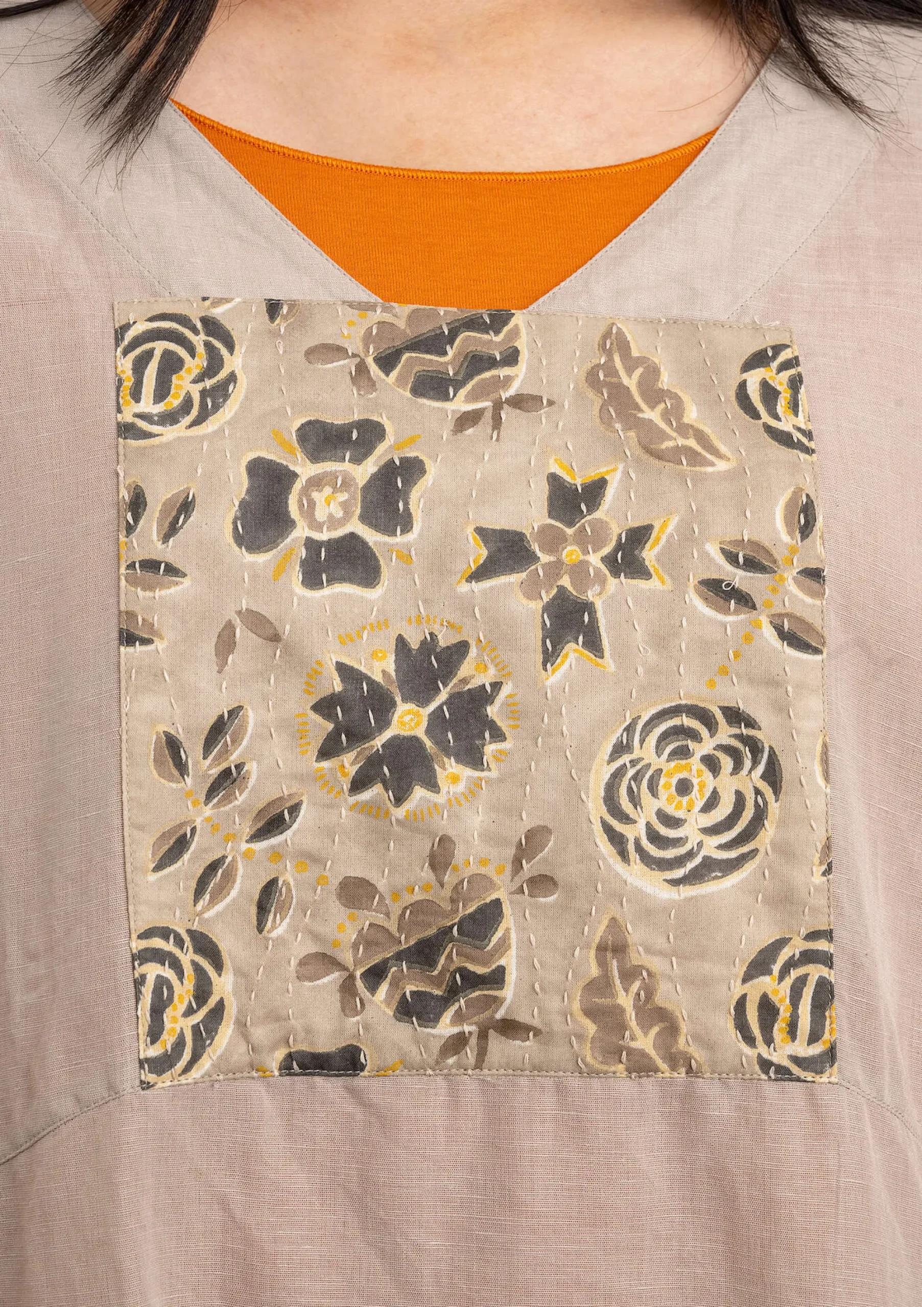 Clearance Gudrun Sjödén Webkleid Amber Aus Bio-Baumwolle/Leinen kalkstein