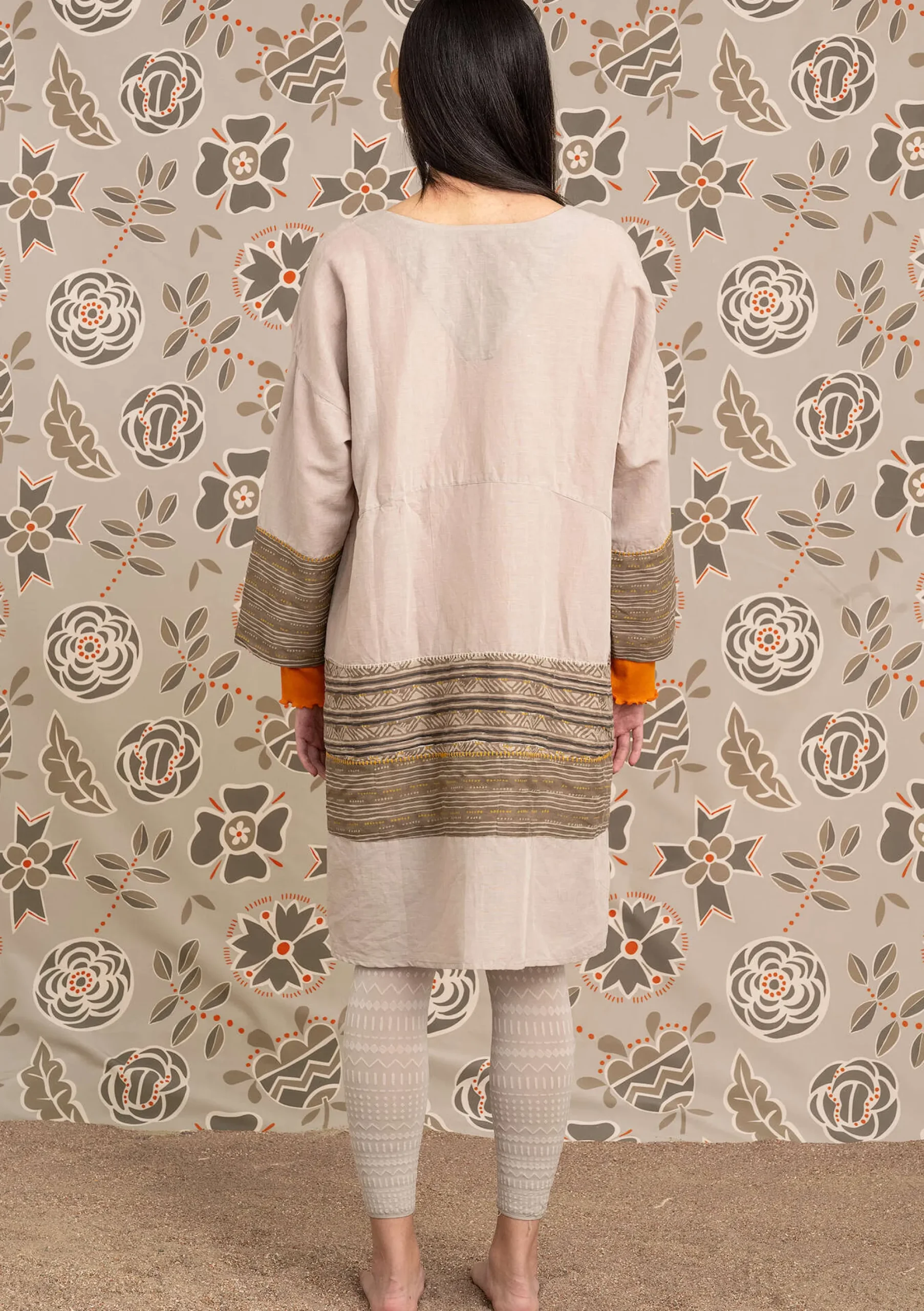 Clearance Gudrun Sjödén Webkleid Amber Aus Bio-Baumwolle/Leinen kalkstein