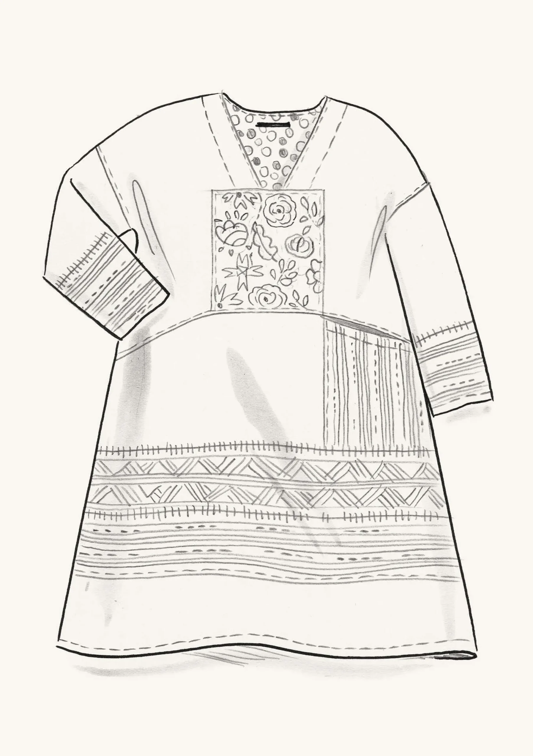 Clearance Gudrun Sjödén Webkleid Amber Aus Bio-Baumwolle/Leinen kalkstein
