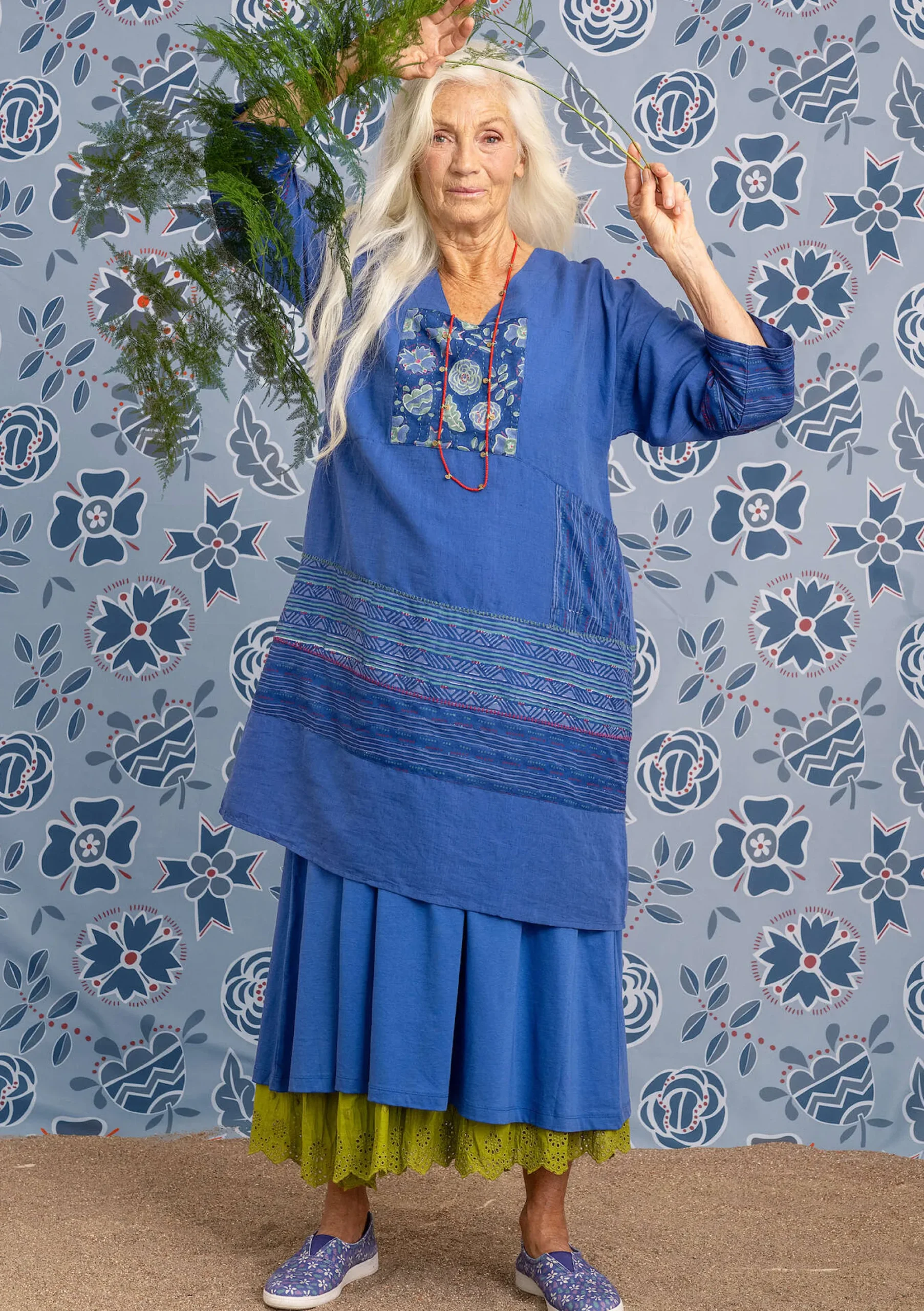 New Gudrun Sjödén Webkleid Amber Aus Bio-Baumwolle/Leinen lupine