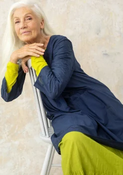 Clearance Gudrun Sjödén Webkleid Aus Bio-Baumwolle dunkelindigo