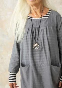 Outlet Gudrun Sjödén Webkleid Aus Bio-Baumwolle grafit