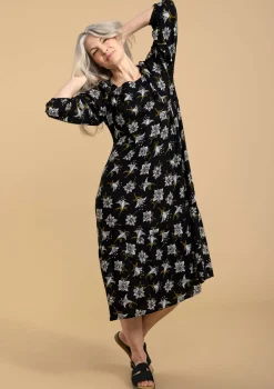 Outlet Gudrun Sjödén Webkleid Aus Viskose schwarz