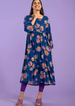 Clearance Gudrun Sjödén Webkleid Aus Viskose indigoblau