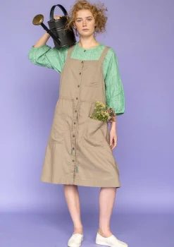 New Gudrun Sjödén Webkleid Garden Aus Bio-Baumwolle/Leinen taupe