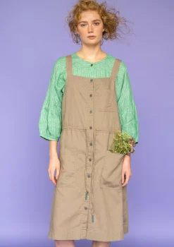 New Gudrun Sjödén Webkleid Garden Aus Bio-Baumwolle/Leinen taupe